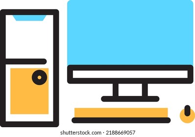 Pc icon. Personal computer desktop. Workplace symbol