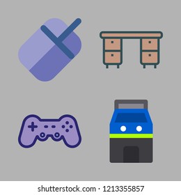 pc icon set. vector set about desk, arcade, mouse and gamepad icons set.