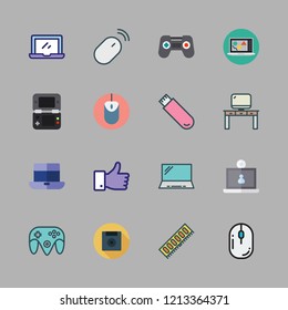 pc icon set. vector set about game controller, like, pendrive and ram icons set.