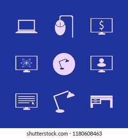 pc icon. pc vector icons set computer cursor, computer mouse, desk and person monitor
