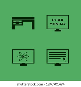 pc icon. pc vector icons set cyber monday computer, desk, atom monitor and computer cursor