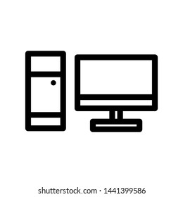 Pc icon vector illustration , communication emblem isolated , template icon solid , line outline icons monitor