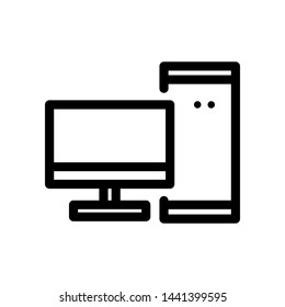 Pc icon vector illustration , communication emblem isolated , template icon solid , line outline icons monitor
