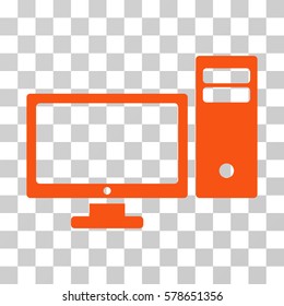 Pc icon. Vector illustration style is flat iconic symbol, orange color, transparent background. Designed for web and software interfaces.
