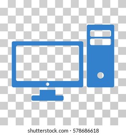 Pc icon. Vector illustration style is flat iconic symbol, cobalt color, transparent background. Designed for web and software interfaces.