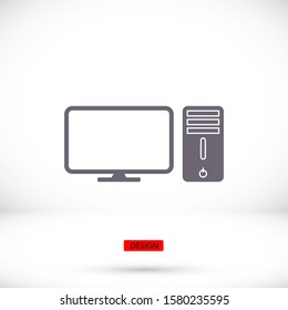 PC Icon Vector. Simple flat icon. Perfect black pictogram illustration on a white background.