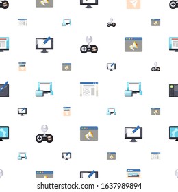 pc icons pattern seamless. Included editable flat Cheat, wireframe, Landing page, Digital illustration, responsive web design, Promo website icons. pc icons for web and mobile.