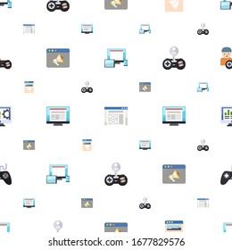 pc icons pattern seamless. Included editable flat responsive web design, wireframe, Landing page, Promo website, layout, Cheat, Accounting software icons. pc icons for web and mobile.