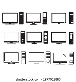 pc icons set. pc pack symbol vector elements for infographic web.