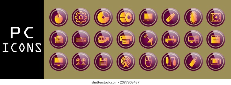 Pc icons. Solid icons vector collection.