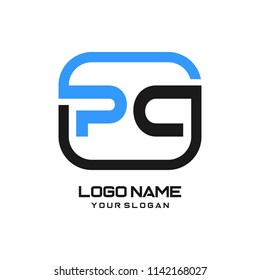 PC initial box letter logo template vector