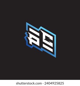 PC initial gaming team, youtube, twitch and clipart stock illustration logo
