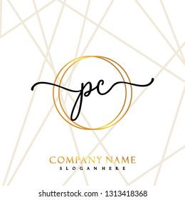PC Initial Handwriting logo template vector
