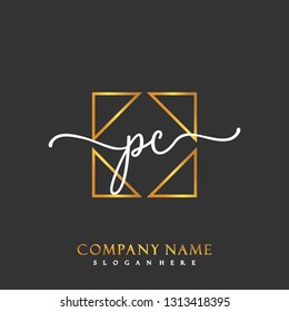 PC Initial Handwriting logo template vector