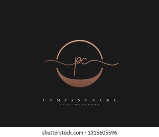 PC initial handwriting logo template vector