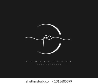 PC initial handwriting logo template vector