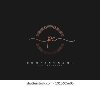 PC initial handwriting logo template vector