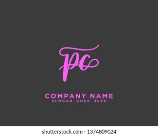 PC Initial Handwriting Logo Vector