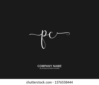 PC Initial handwriting logo vector
