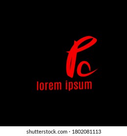 Pc Initial handwriting logo vector