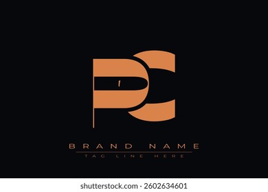PC initial letter logo design. Letter P and C luxury alphabet letter logo icon template