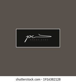 PC Initial Letter Logo - Handwritten Signature Logo