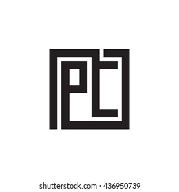 PC initial letters looping linked square monogram logo