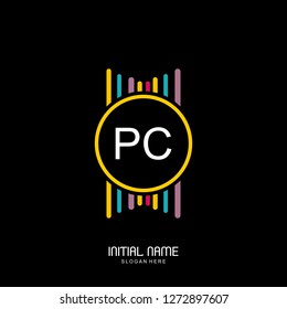 PC Initial logo template vector