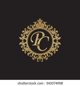 PC initial luxury ornament monogram logo