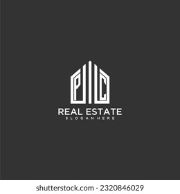 PC initial monogram logo for real estate with home shapes creative design