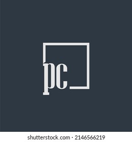 PC initial monogram logo with rectangle style dsign