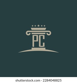 PC initials law of justice logo vector design template