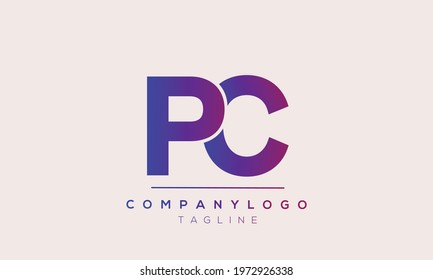 PC initials monogram letter text alphabet logo design