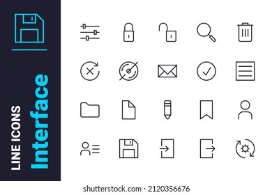 Pc Interface Icons Set Vector Illustration. Signs To Simplify Computer Work Line Icon. Technology, Interface And Navigation Concept