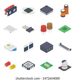 Pc Internal Devices Isometric Vectors 
