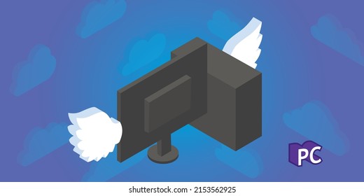 Pc isometric design icon. Vector web illustration. 3d colorful concept