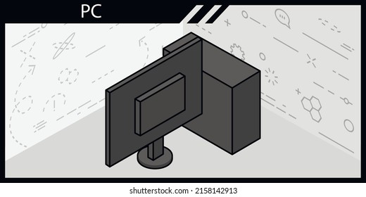 Pc isometric design icon. Vector web illustration. 3d colorful concept