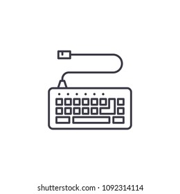 PC keyboard linear icon concept. PC keyboard line vector sign, symbol, illustration.