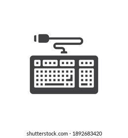 PC keyboard vector icon. filled flat sign for mobile concept and web design. Computer keyboard connector glyph icon. Symbol, logo illustration. Vector graphics