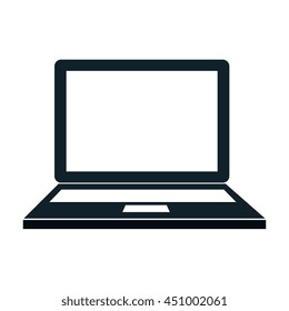 PC laptop in black and white colors, isolated flat icon vector illustration graphic.