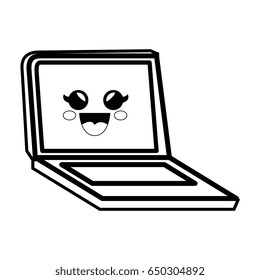 pc laptop cartoon smiley