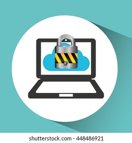 pc laptop security system icon vector illustration