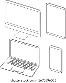 pc laptop smartphone vector illustration