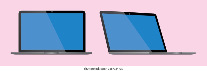 pc laptop vector isolated blank screen