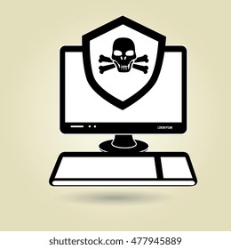 pc laptop virus icon