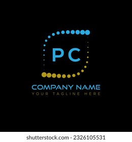 PC-Brief-Logo-Design auf schwarzem Hintergrund. PC Creative Initials Buchstaben Logo Konzept. PC-einzigartiges Design.
