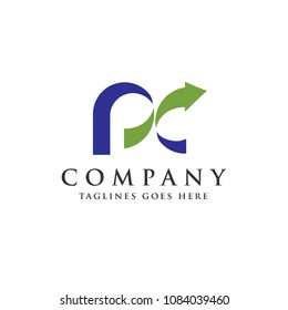 PC letter logo design vector illustration template