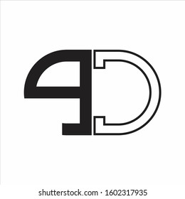 PC Letter logo monogram with oval shape negative space design template white background