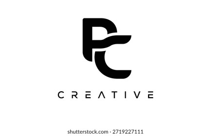 Letra PC Monograma Logo para identidade de marca criativa moderna