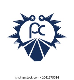 PC, Letter P and C, Logo Design Element. Flat logo design